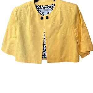Jessica Howard Women's Yellow Quilted Cropped Jacket Size 12